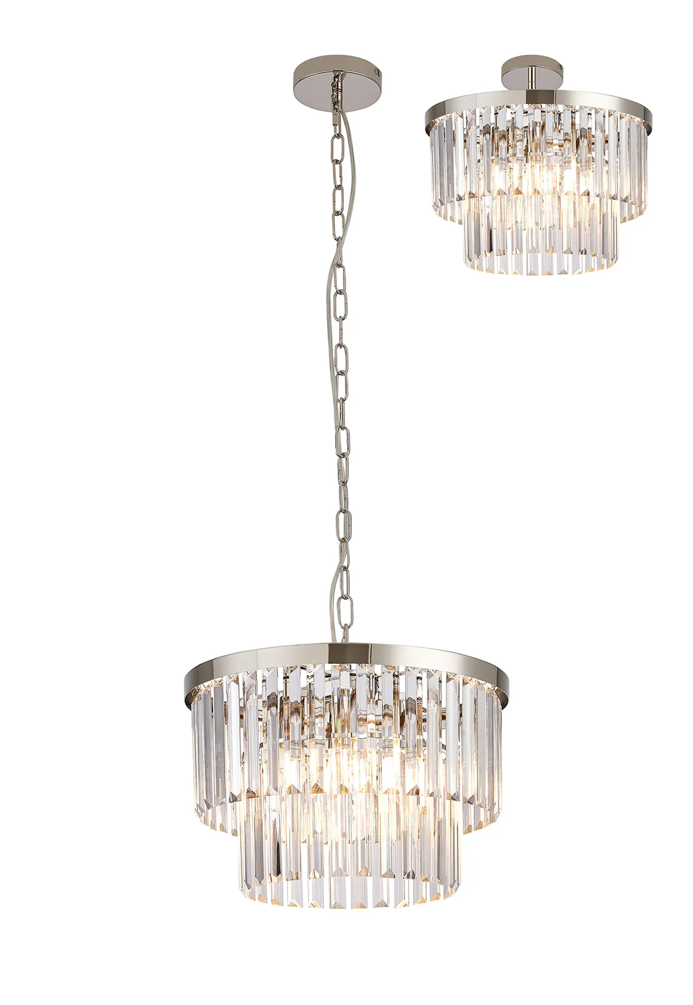 D0980PN  Cosette Pendant/Semi Flush, 4 Light E14, Polished Nickel/Clear Crystal